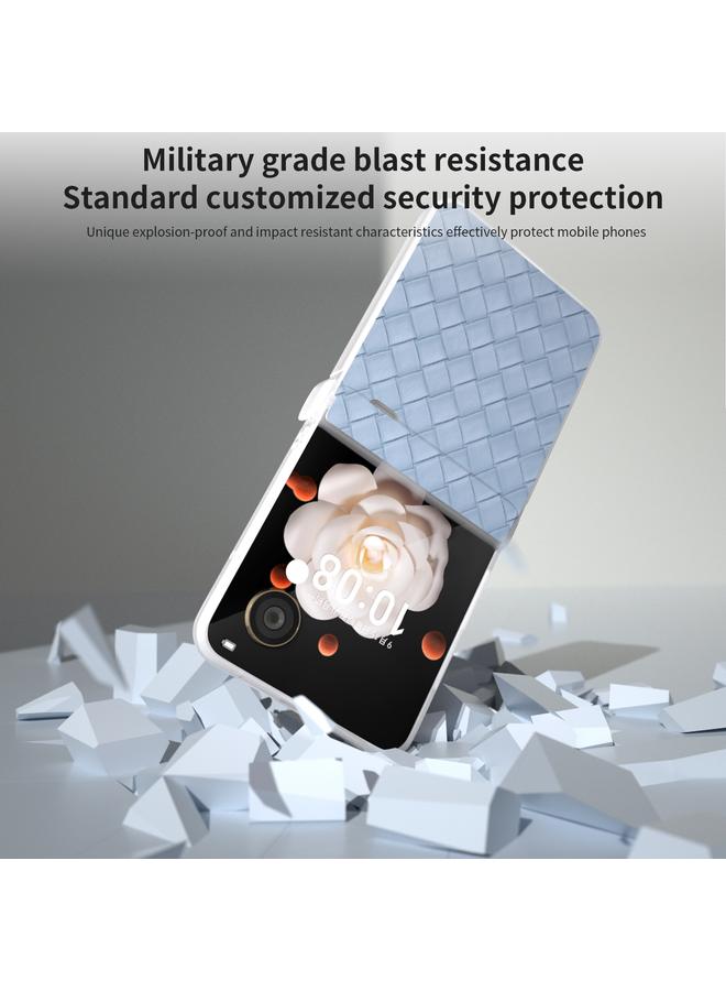 Green Tiger Case For Honor Magic V Flip Three Parts Frosted Translucent Frame Woven Texture PU Phone Case - Image 4