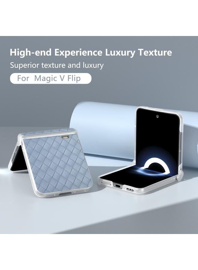 Green Tiger Case For Honor Magic V Flip Three Parts Frosted Translucent Frame Woven Texture PU Phone Case - Image 2