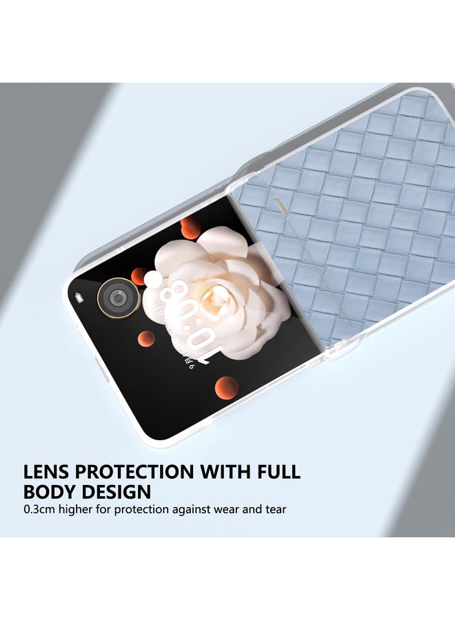 Green Tiger Case For Honor Magic V Flip Three Parts Frosted Translucent Frame Woven Texture PU Phone Case - Image 5