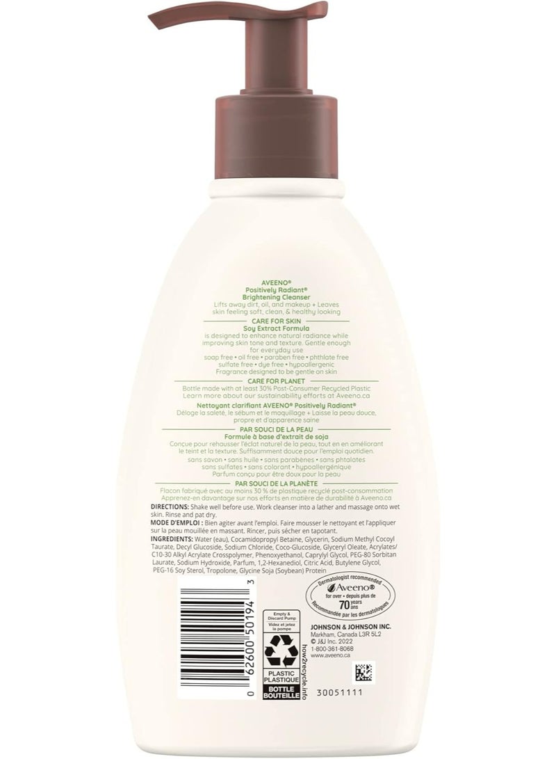 Aveeno Positively Radiant Brightening Cleanser - Makeup Remover, Soy Extract Face Cleanser, Remove Oil, Smooth Skin Tone - 325mL - Image 4