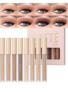 8 Colors Liquid Matte Eyeshadow Set High Pigmented Black Smokey Eyeshadow Cream Eyeshadow Primer Kit Prevent Oily Lids and Creasing Long Lasting Eye Shadow Makeup Set D