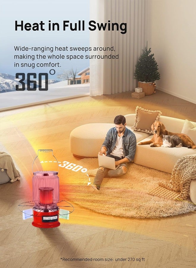 توسكانا يو مدفأة كهربائية بقوة 2000 واط للمنزل في الشتاء دفاية 360 درجة مع شريط دائري لتجفيف لقماش أحمر - Image 3