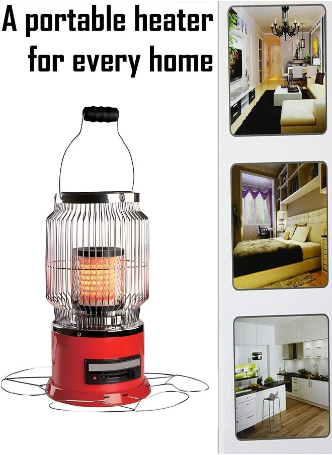 TOSCANA U 2000W Electric Heater for Home Winter 360 Degree Heater with Circular Drying Strip for Cloth Red  - Image 3