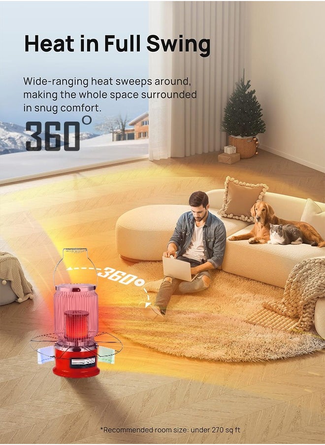 TOSCANA U 2000W Electric Heater for Home Winter 360 Degree Heater with Circular Drying Strip for Cloth Red  - Image 4