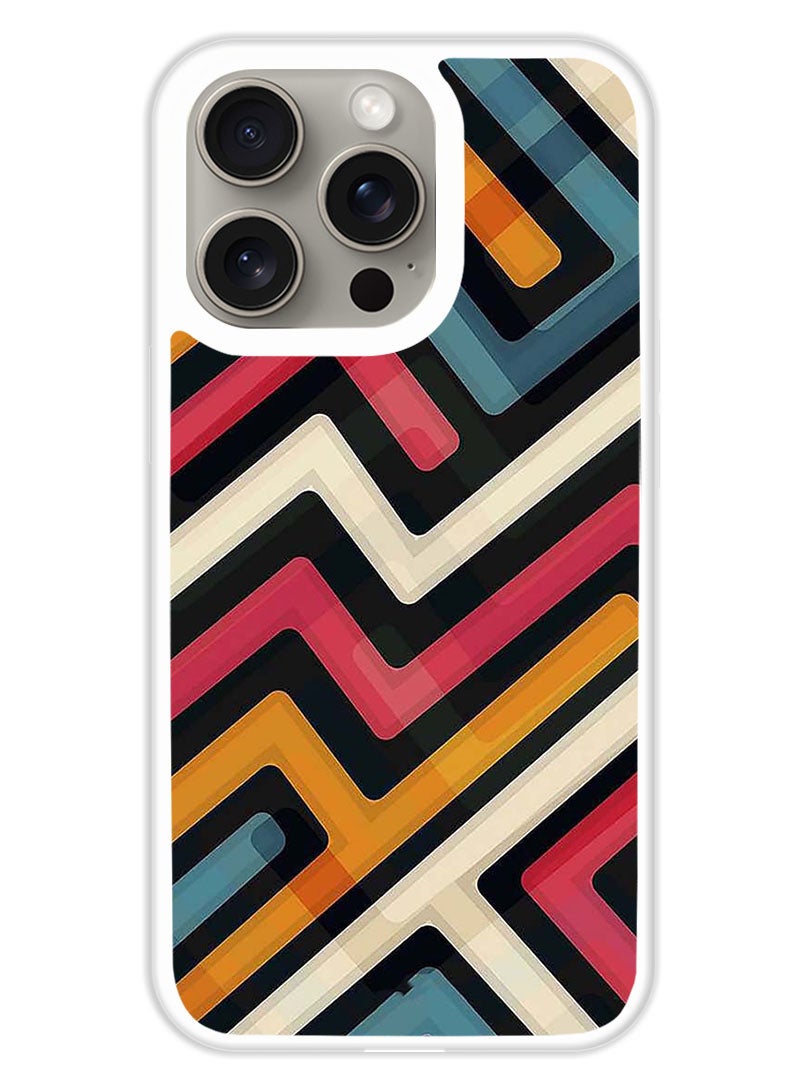 Theodor Protective Case Cover For APPLE IPHONE 15 Pro Lines 1 (White Bumper) - Image 1