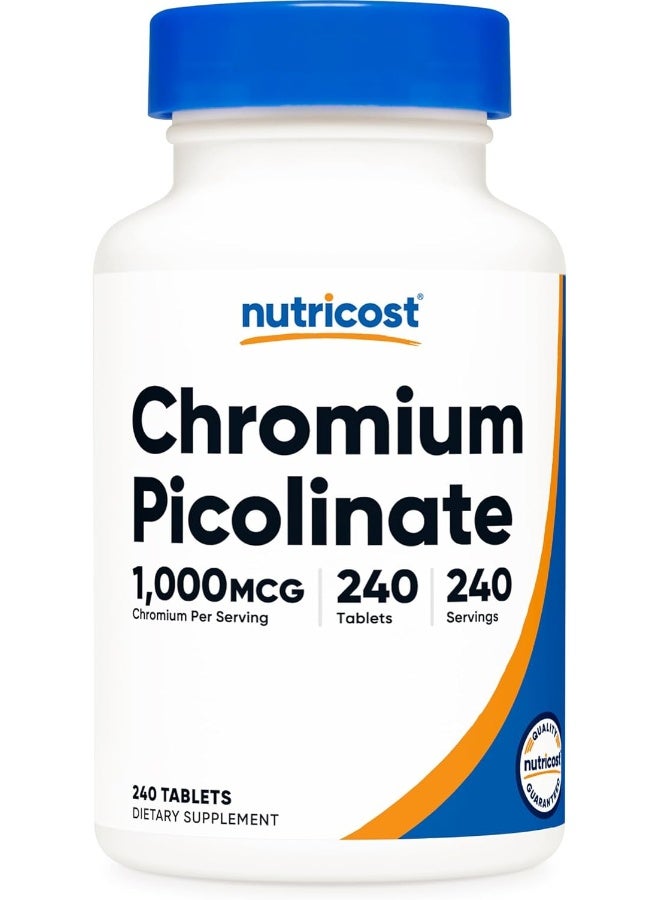 Nutricost Chromium 1000mcg, 240 Tablets - Gluten Free, Non-GMO - Image 1
