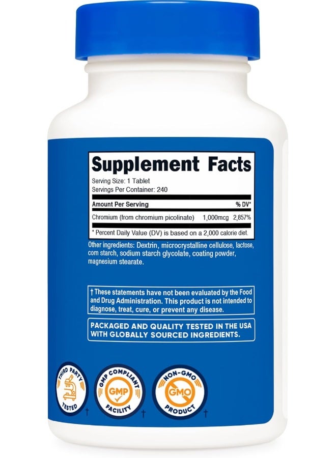 Nutricost Chromium 1000mcg, 240 Tablets - Gluten Free, Non-GMO - Image 5