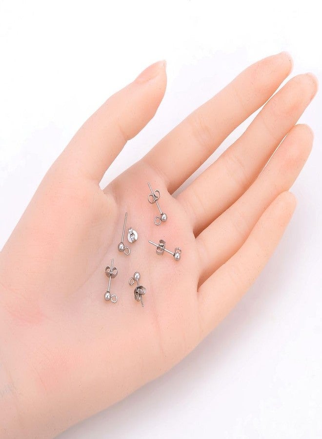 Adabele 50pcs Adabele 304 Grade Surgical Stainless Steel Hypoallergenic Earring Posts 3mm Small Ball Post Open Ring 50pcs Earnut Backs DIY Earrings Jewelry Making SJF217-3 - Image 2