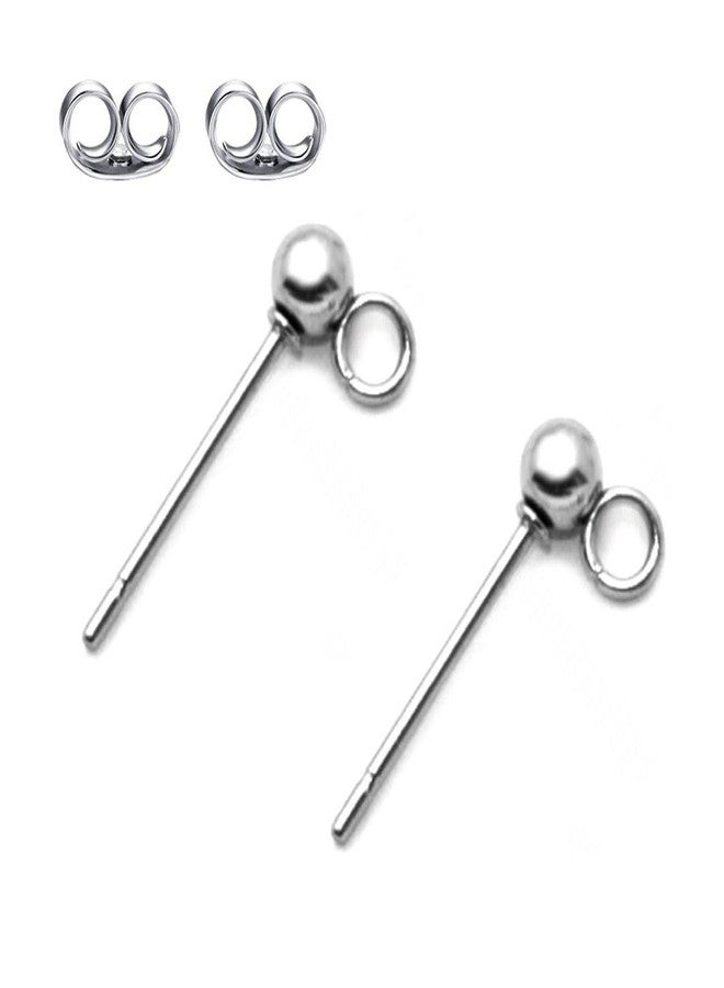 Adabele 50pcs Adabele 304 Grade Surgical Stainless Steel Hypoallergenic Earring Posts 3mm Small Ball Post Open Ring 50pcs Earnut Backs DIY Earrings Jewelry Making SJF217-3 - Image 1