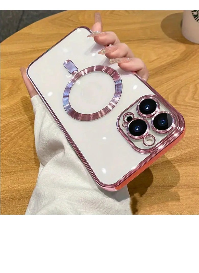 PAMEER - Luxury Electroplated Clear Phone Case With Magnetic Suction Wireless Charging for iPhone 15 Pro Max, 6.7-inch Compatible with MagSafe Wireless Charging, Shockproof Phone Bumper Cover Anti-Scratch. - Image 1