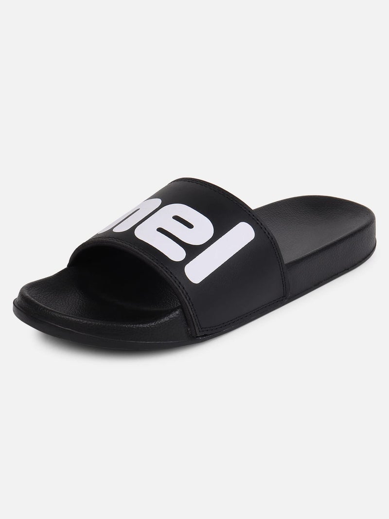 hummel CHUNK MEN SLIDERS Comfortable Cushioned Sole Arch Support Durable Lightweight Flexible Trendy Style Flip flops and Slippers Slides for Men Daily use Chappal - UK 10 Black - Image 4