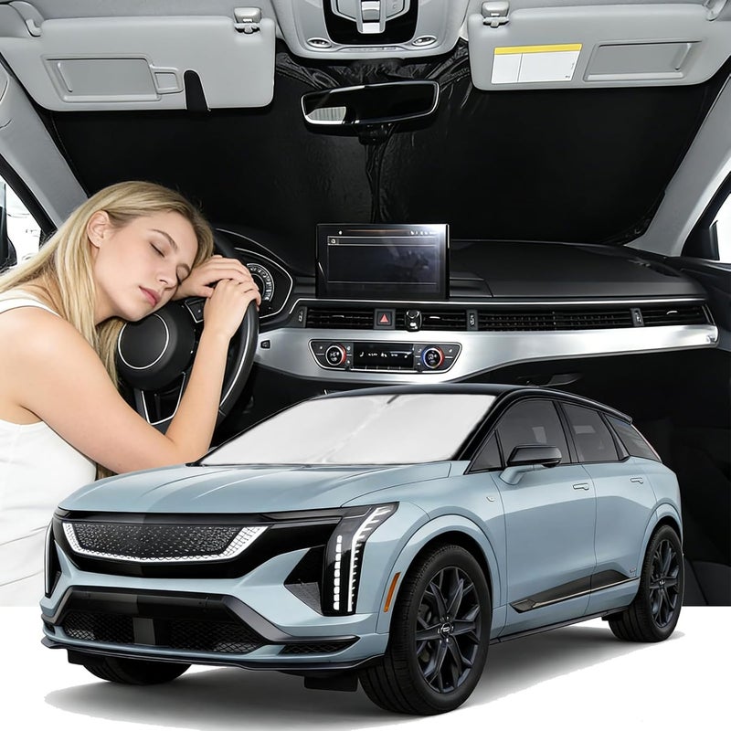 ZOIBV Windshield Sunshade for Cadillac Optiq 2025-2026 Sun Shade Car Windshield Accessories Upgrade 4 Layers Blocks UV Rays Custom Fit Optiq 240T Car Window Shades Front Windshield Keep Cool Foldable General standard compliant quality - Image 1