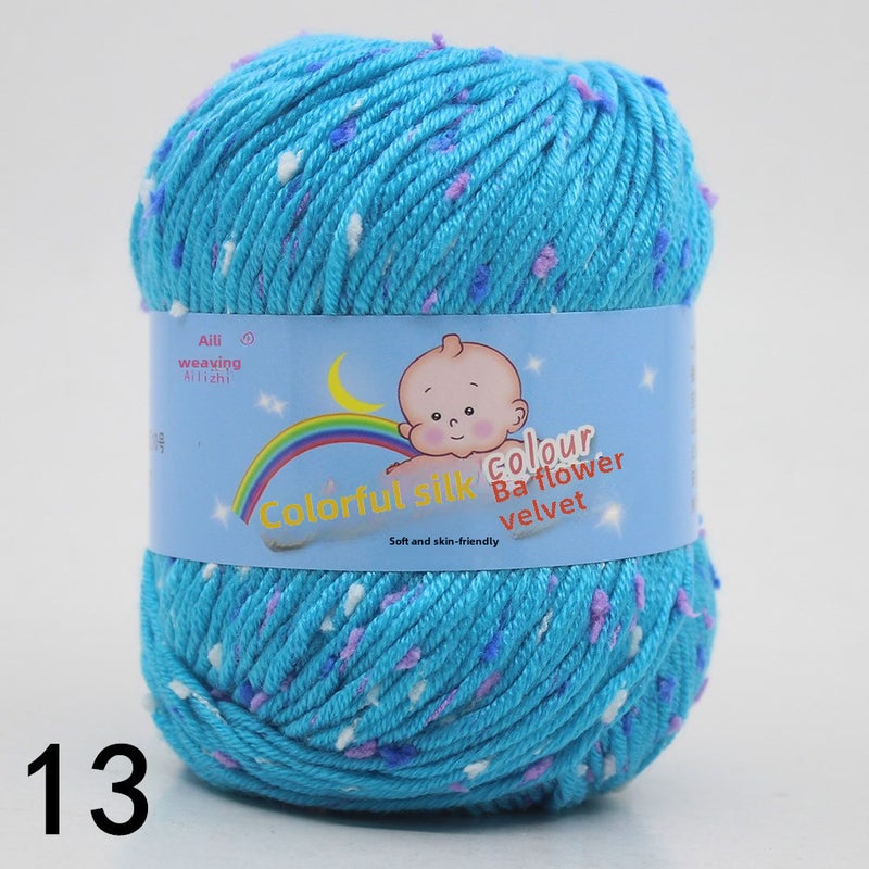 Multicolor Chunky Hand-Knit Yarn for DIY Sweaters 13 lake blue color dot A 