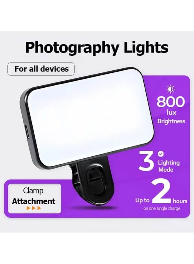 Mini Selfie LED Fill Light with 3 Light Modes (White, Warm, Mixed)​ - Portable Clip-on Ring Light, 3 Brightness Levels, Rechargeable Battery for Smartphones & Laptops, Ideal for TikTok & Video Calls - Image 2