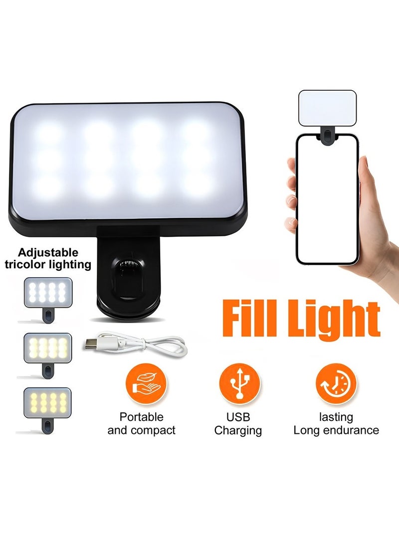 Mini Selfie LED Fill Light with 3 Light Modes (White, Warm, Mixed)​ - Portable Clip-on Ring Light, 3 Brightness Levels, Rechargeable Battery for Smartphones & Laptops, Ideal for TikTok & Video Calls - Image 4