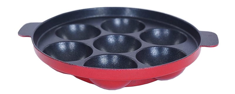 RJ kitchenware Store Appam bada Non Stick 12 Cavities Appam Patra/Appam Pan/Maker/Pan Cake Maker/ponganalu/gunta ponganalu with Lid 24 cm - Image 3