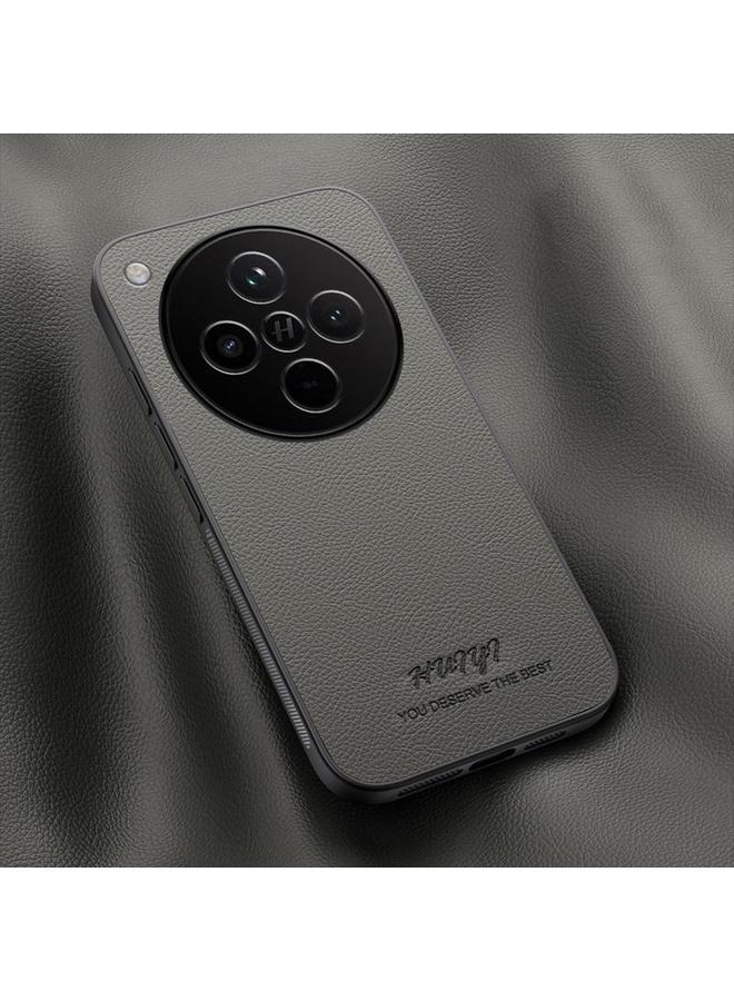 زبون جراب هاتف جلدي مغناطيسي من HUIYI لهاتف OPPO Find X8 (رمادي)