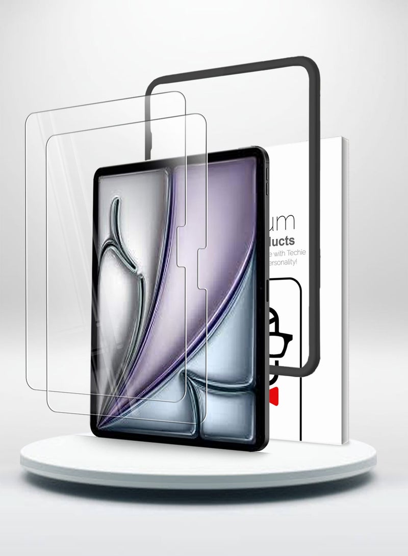 Techie حماية شاشة زجاجية مقسّاة متميزة لجهاز آبل آيباد إير 13 بوصة M2 (2024) مع إطار تركيب سهل المحاذاة، شفاف عالي الدقة، مضاد لبصمات الأصابع، خالي من الفقاعات - Image 1