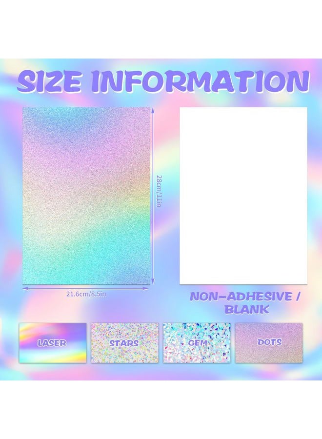 Prudiut 24 Sheets Holographic Cardstock 8.5 x 11, 250gsm/92lb Metallic Cardstock Glitter Shiny Iridescent Mirror Paper Thick Card Stock Paper for Crafts, Card Making, Party Decoration, Scrapbook Supplies - Image 2