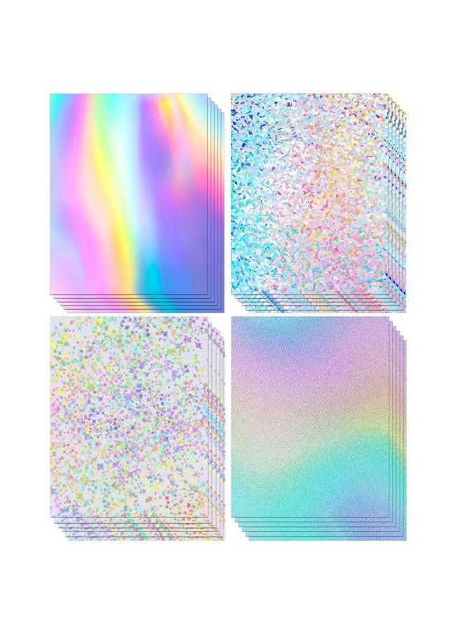Prudiut 24 Sheets Holographic Cardstock 8.5 x 11, 250gsm/92lb Metallic Cardstock Glitter Shiny Iridescent Mirror Paper Thick Card Stock Paper for Crafts, Card Making, Party Decoration, Scrapbook Supplies - Image 1