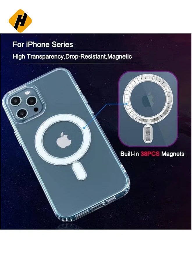 HuHa - Apple iPhone 14 Pro Clear MagSafe Case Transparent Magnetic Shockproof Cover Wireless Charging Compatible 6.1 Inch Clear - Image 1
