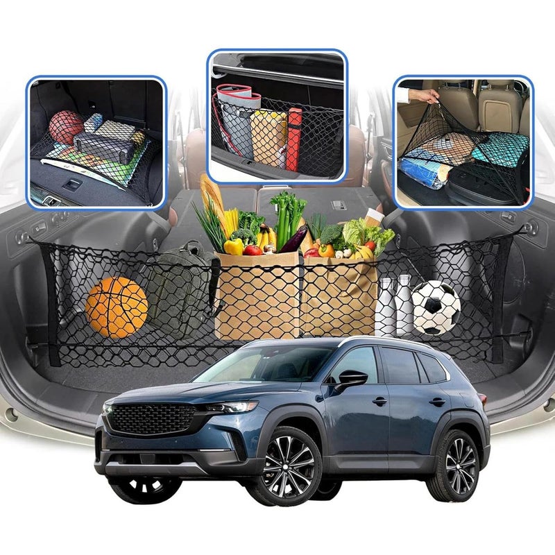 شبكة حمل السيارة لمازدا CX-50 من 2023 إلى 2025، شبكة تخزين صندوق خلفية قابلة للتعديل مزدوجة الطبقة ومرنة مع خطاف، منظم السيارة الخلفي - Image 5