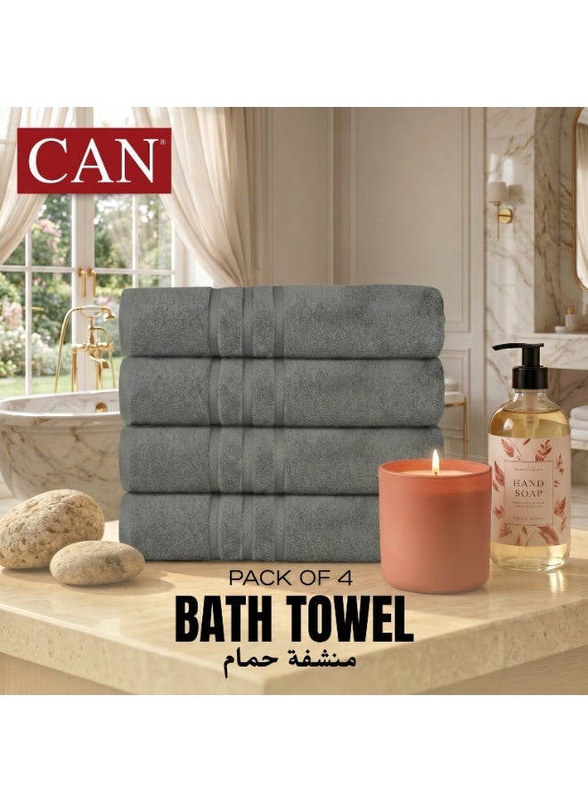 CAN Premium Microfiber Bath Towels Pack Of 4 - Ultra Soft & Absorbent Large Bath Towel 70x140cm (27.5" x 55") - Quick Dry Lightweight Towels for Bathroom, Beach, Spa, Pool, Travel (GREY) - Image 1