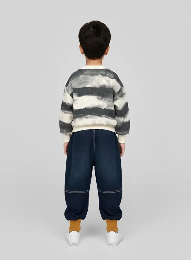 babyqlo Monochrome Tie-Dye Sweatshirt With Denim Pants