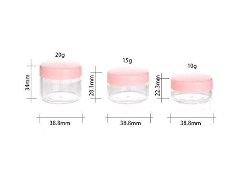ericotry 12PCS Clear Plastic Round Pot Pink Screw Cap Lid with Clear Base Empty Jars Travel Cosmetic Sample Containers for Make Up Face Cream Lotion Nail Powder Eye Shadow Lip Balm Container Lot (20ml) - Image 4