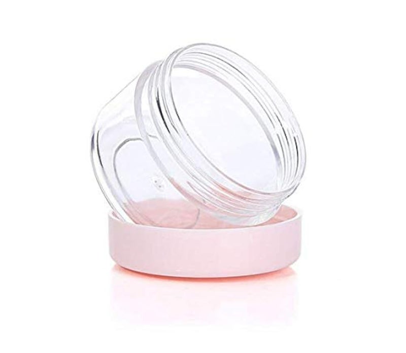 ericotry 12PCS Clear Plastic Round Pot Pink Screw Cap Lid with Clear Base Empty Jars Travel Cosmetic Sample Containers for Make Up Face Cream Lotion Nail Powder Eye Shadow Lip Balm Container Lot (20ml) - Image 1