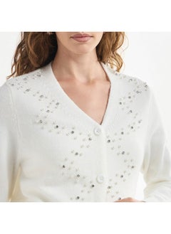 FAV Embellished Button Through Cardigan with Long Sleeves  - Image 4