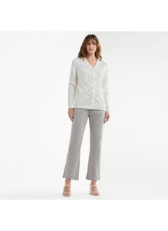 FAV Embellished Button Through Cardigan with Long Sleeves  - Image 2