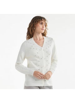 FAV Embellished Button Through Cardigan with Long Sleeves  - Image 1
