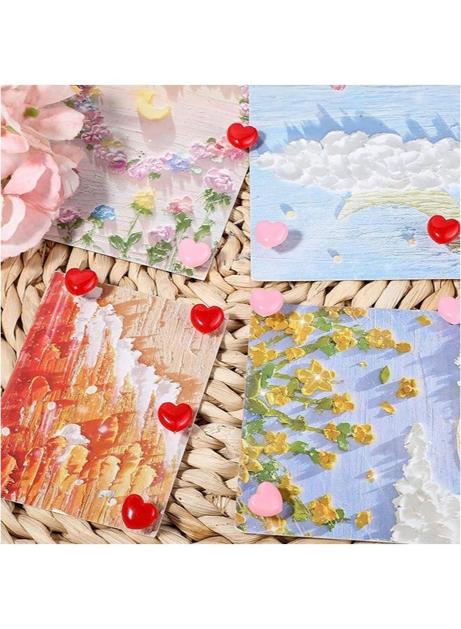 SHAOZHEN 100pcs Push Pins, 0.49inch Plastic Pushpins Pink & Red Push Pins Heart Shaped Cute Thumb Tacks Decorative for Notice Board Cork Board Home School Office - Image 3