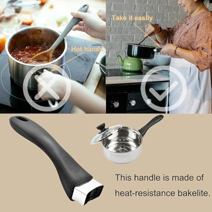 YelaJoy Bakelite Pot Handle Black  ScaldProof Long Replacement Grip Removable With Screw For Pot LidsSauce PansSkillets - Image 5