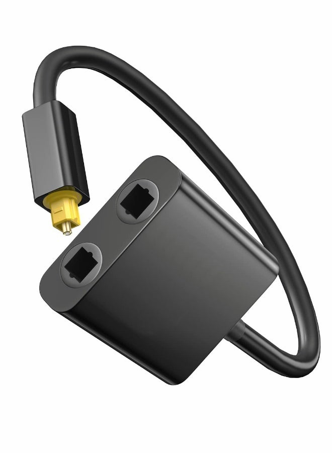 Digital Optical Splitter 1 in 2 Out Toslink Splitter Audio Optical Cable Adapter Fiber Converter 24K Gold Plated Connector - Image 1