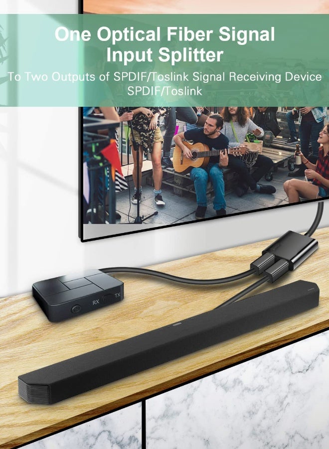 Digital Optical Splitter 1 in 2 Out Toslink Splitter Audio Optical Cable Adapter Fiber Converter 24K Gold Plated Connector - Image 2