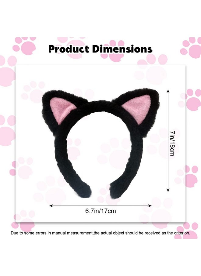 AEGYPIUS Cat Ears Headbands Plush Cute Cat Ears Headband Washing Face Headbands Cat Ear Headband Cat Ears Hair Headbands Makeup Headbands Soft Cute For Makeup Shower Teen Girls & Women (Black)  - Image 2