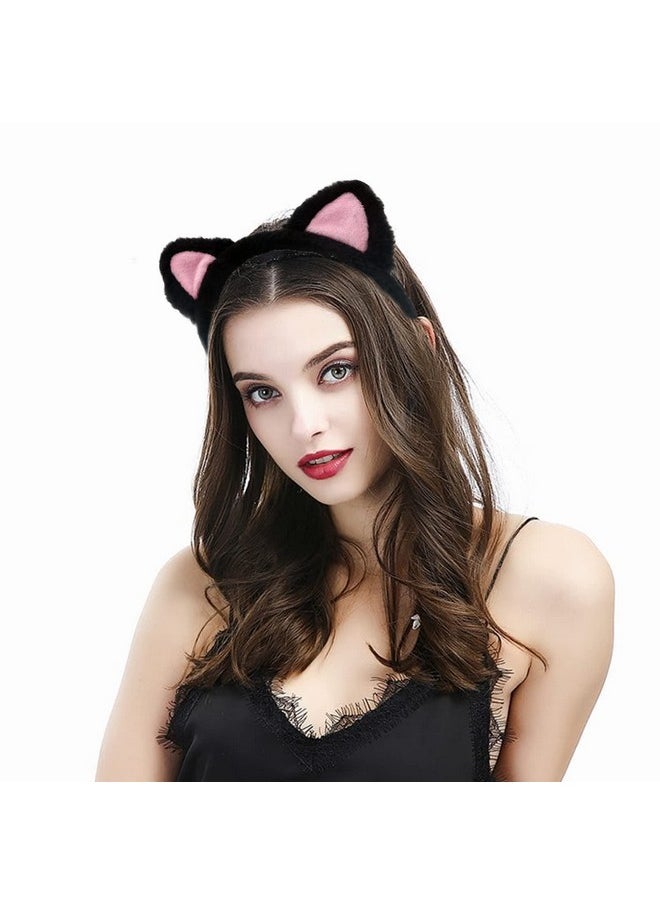 AEGYPIUS Cat Ears Headbands Plush Cute Cat Ears Headband Washing Face Headbands Cat Ear Headband Cat Ears Hair Headbands Makeup Headbands Soft Cute For Makeup Shower Teen Girls & Women (Black)  - Image 5