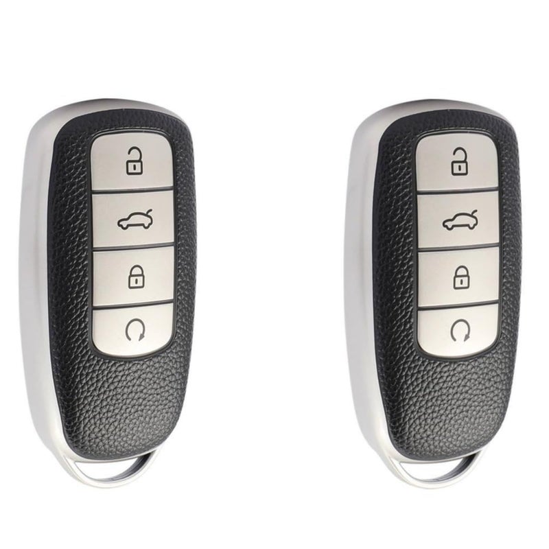 2 car smart key cover soft TPU remote key Shell car key cover suitable for Chery Ou Mengda 5 Tiggo 8 Pro 8 Plus silver - Image 1