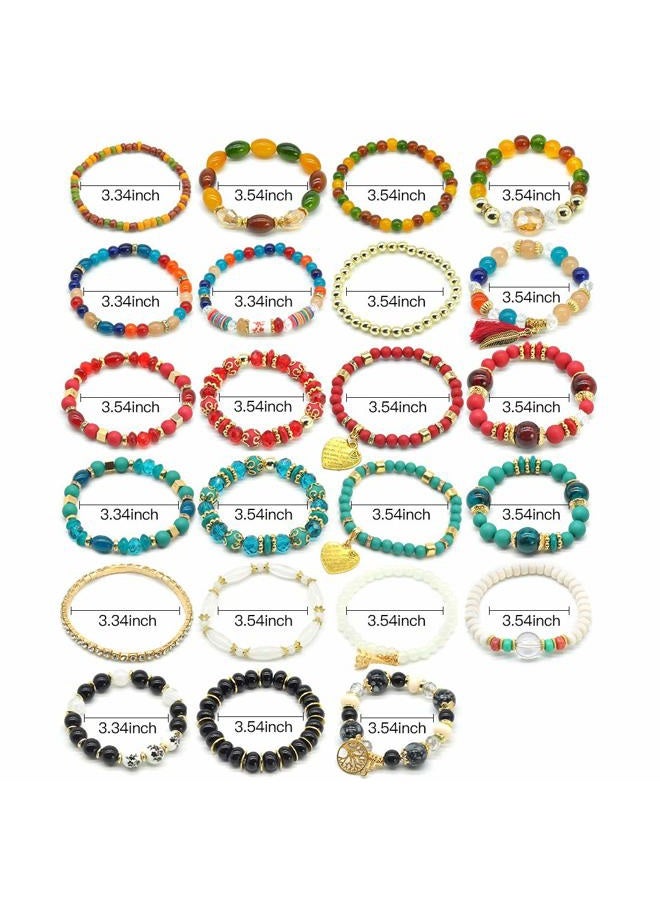 VONRU Bohemian Bracelet Sets for Women - 6 Sets Stackable Stretch Bracelets Multi-color Boho Jewelry for Women Hippie Bracelets Dainty Jewelry Best Friend Gift, No Size, Plastic, not known - Image 2