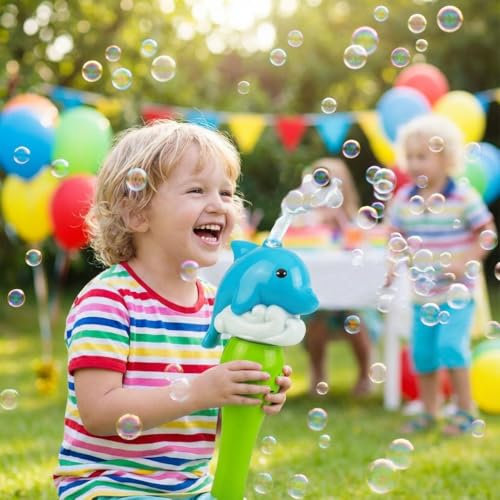 Shooting Star Bubble Blower Dolphin with 1 Refill Bubble Solution | Bubble Play Toy for Fun Indoor/Outdoor Bubble Machine for Kids 3Y+ | Perfect for Birthday Parties & Summer Outdoor Fun or Party - Image 5