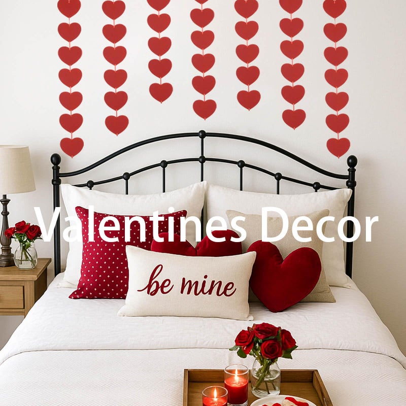 Rypyp Valentines Day Decorations Heart Garland Hanging, Pre-Strung 80Pcs Felt Red Heart String Garland Valentines Day Banner Party Decor- Valentines Decor, Galentines Wedding Hearts Decorations - Image 2