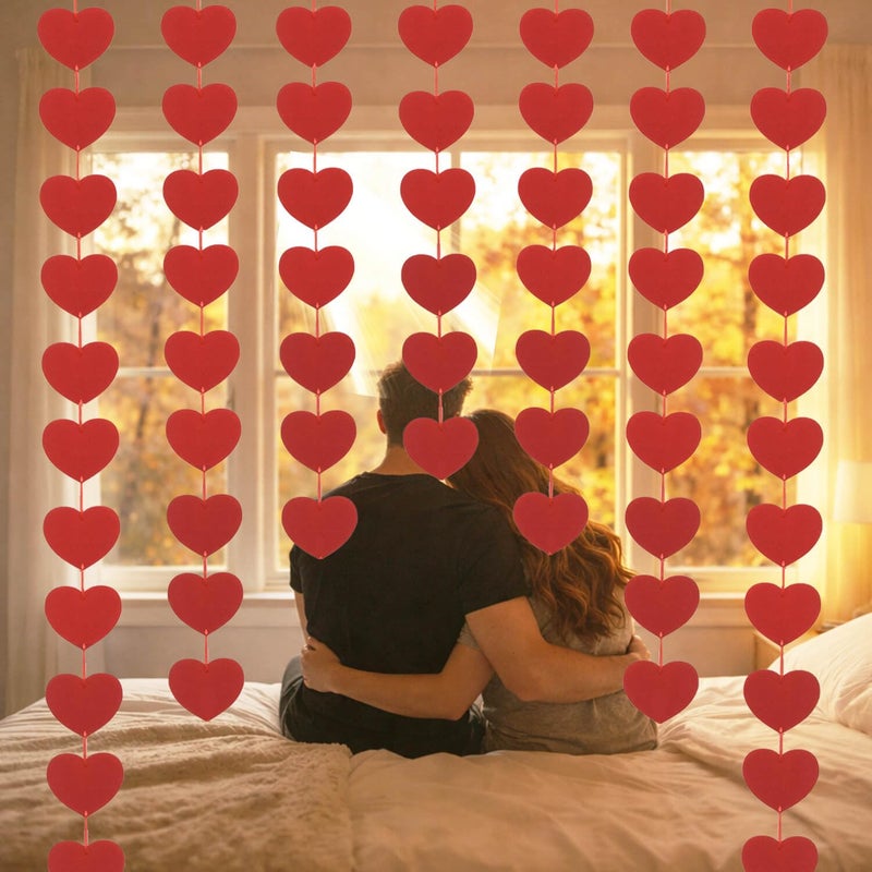 Rypyp Valentines Day Decorations Heart Garland Hanging, Pre-Strung 80Pcs Felt Red Heart String Garland Valentines Day Banner Party Decor- Valentines Decor, Galentines Wedding Hearts Decorations - Image 1