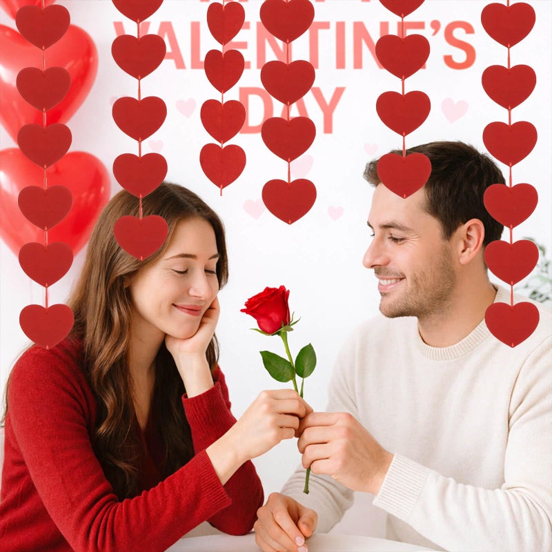 Rypyp Valentines Day Decorations Heart Garland Hanging, Pre-Strung 80Pcs Felt Red Heart String Garland Valentines Day Banner Party Decor- Valentines Decor, Galentines Wedding Hearts Decorations - Image 4