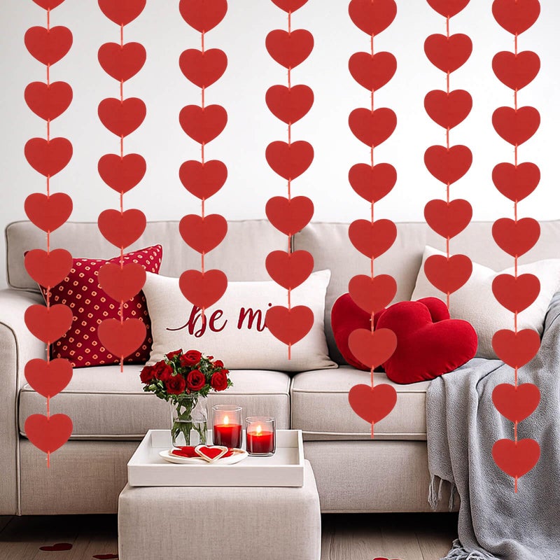 Rypyp Valentines Day Decorations Heart Garland Hanging, Pre-Strung 80Pcs Felt Red Heart String Garland Valentines Day Banner Party Decor- Valentines Decor, Galentines Wedding Hearts Decorations - Image 5