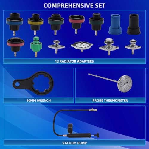 VAGNEUS 16 Pcs Universal Radiator Pressure Tester Kit,Coolant Pressure Tester kit with 13 Radiator Adapters,Precise Coolant Leak Detector for All Vehicle Cooling System - Image 2