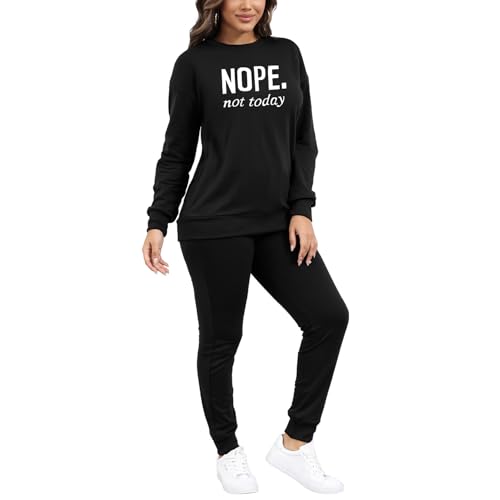 HBQ Two Piece Outfits For Women Casual Long Sleeve Sweatsuits Jogger Tracksuits Lounge Sets With Pockets-Printing-Large - Image 3
