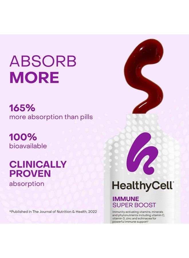 Healthycell Immune Super Boost Daily Liquid Supplement - Immune Support Supplement for Adults with Echinacea, Elderberry, Vitamin C, Vitamin D, Calcium & Zinc - 30 Gel Packs - Image 2