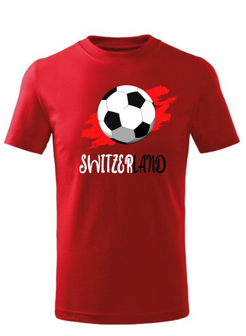 Switzerland Football Team World Fans printed T shirts Supporting The Team Football Team Jersey T shirts For Men | Women | Kids to win the cup (Red)  - Image 1